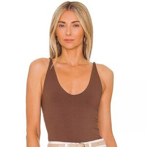 Free People Seamless V-Neck Cami in Dark Mushroom